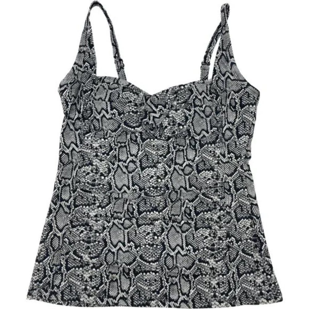 Christina | Women's Tankini Top | Grey & Black | Snake Skin | Size 14